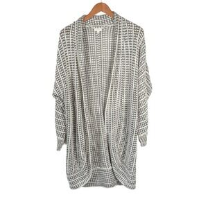 C Open Front‎ Geometric Pattern Long Sleeve Cardigan Sweater Women's L